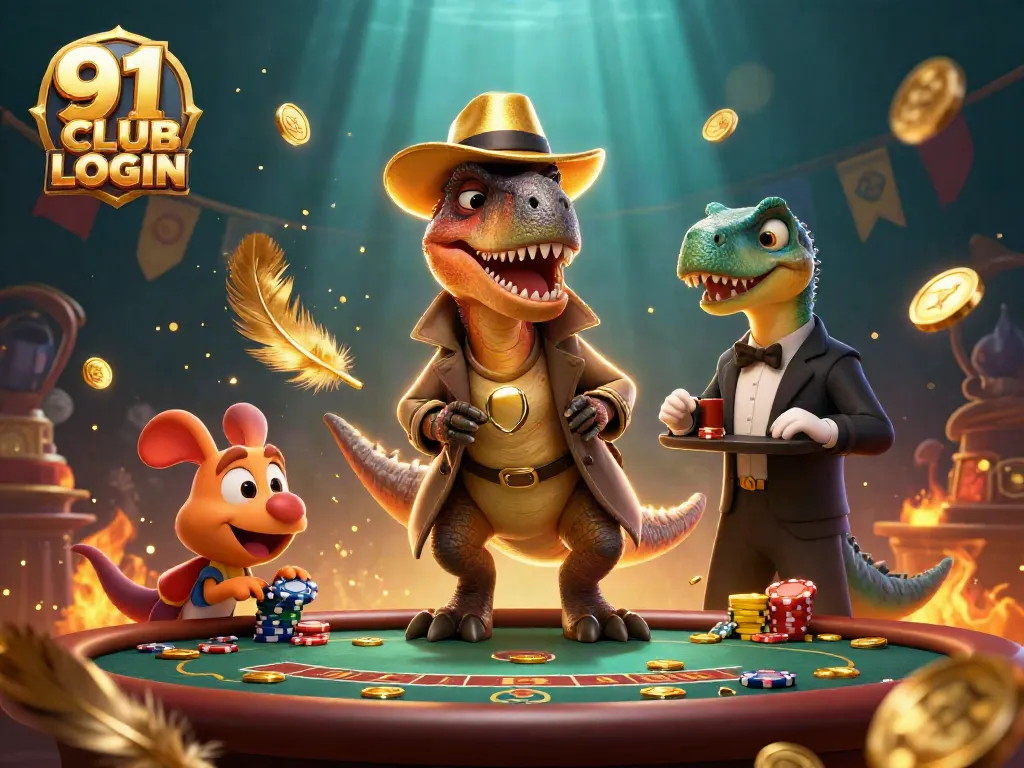 Experience the excitement of 91 CLUB LOGIN with vibrant casino characters and dynamic visuals.