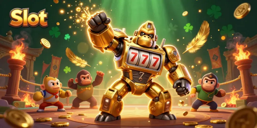 Spin the reels in a vibrant slot environment where golden gorillas and coins collide!