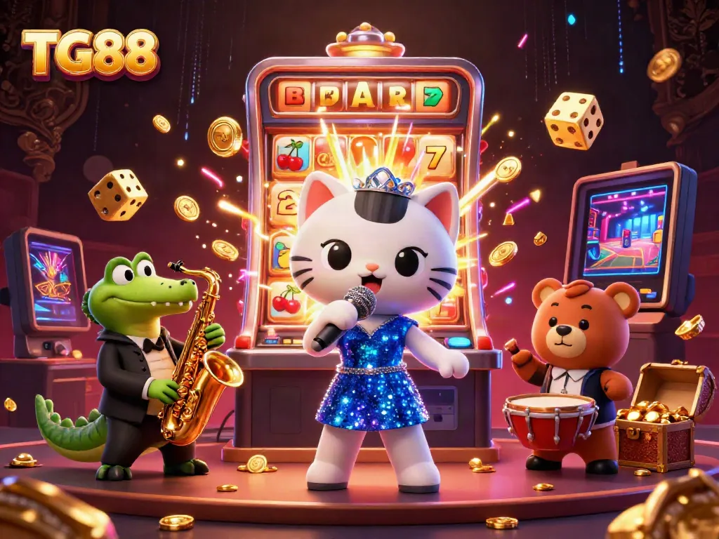 Experience the exciting world of TG88 with vibrant characters and dynamic casino action.
