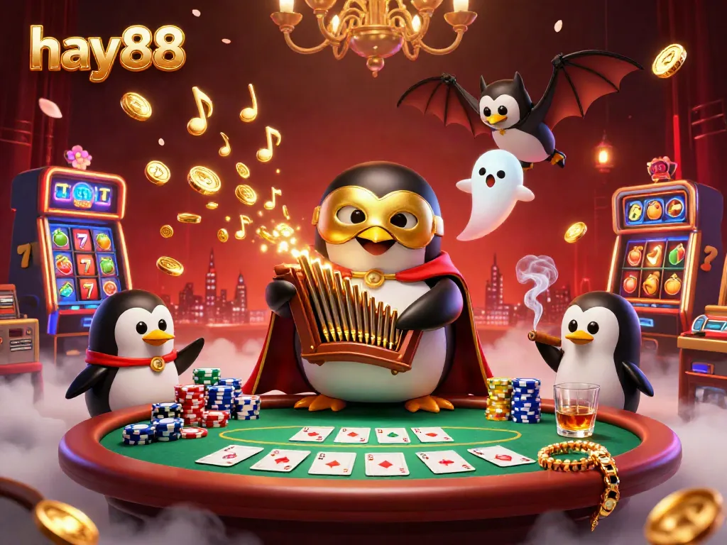 Experience the excitement of hay88 with a vibrant casino scene featuring animated characters and rich gaming elements.