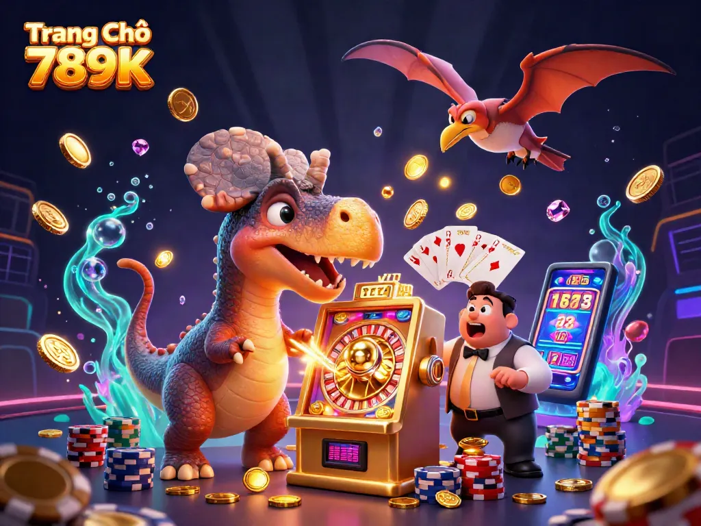 Experience fun at Trang Chủ 789K with a dinosaur-themed slot machine showdown, capturing excitement in casino gaming.