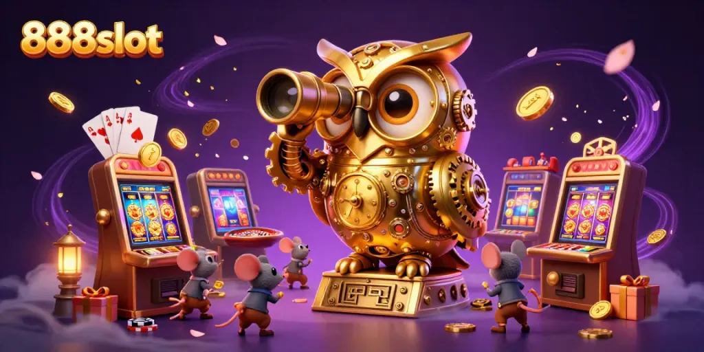 Experience the thrill of 888slot games with vibrant casino elements and energetic characters.