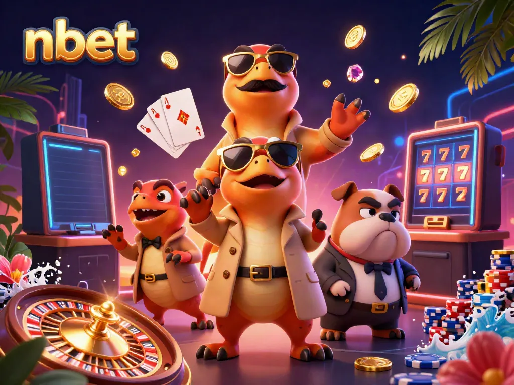 Raptors disguised as a tall person entering a VIP casino lounge, symbolizing nbet's playful gambling themes.
