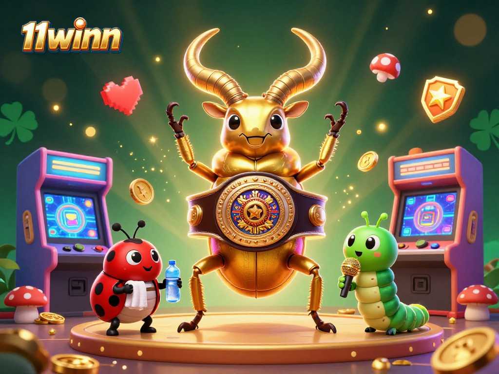 Engage with thrilling games at 11winn featuring colorful arcade elements and a vibrant 3D scene.