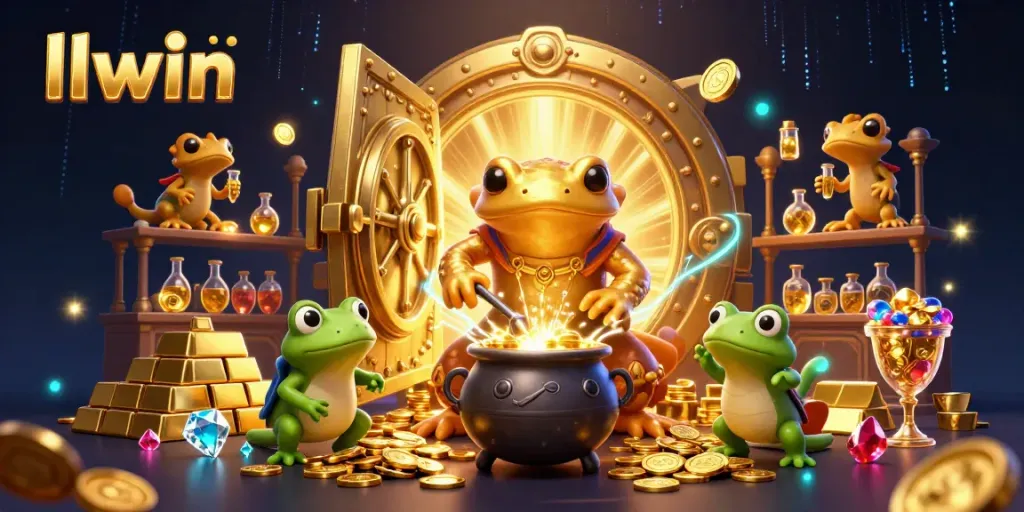 Engage with llwin's captivating gold transmutation scene, showcasing enchanting casino elements.