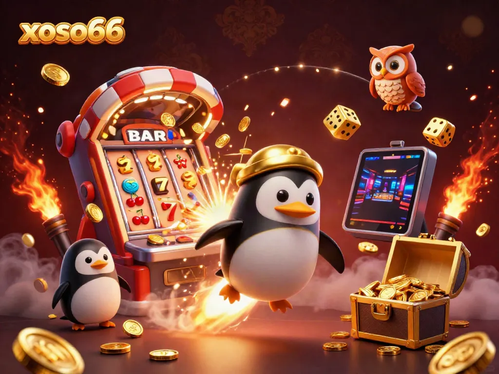Experience exciting wins with xoso66: A vibrant 3D casino scene showcasing thrilling games.