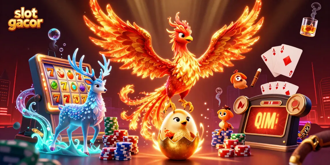 Experience the thrill of slot gacor with vibrant 3D visuals of phoenix characters amidst exciting casino elements.
