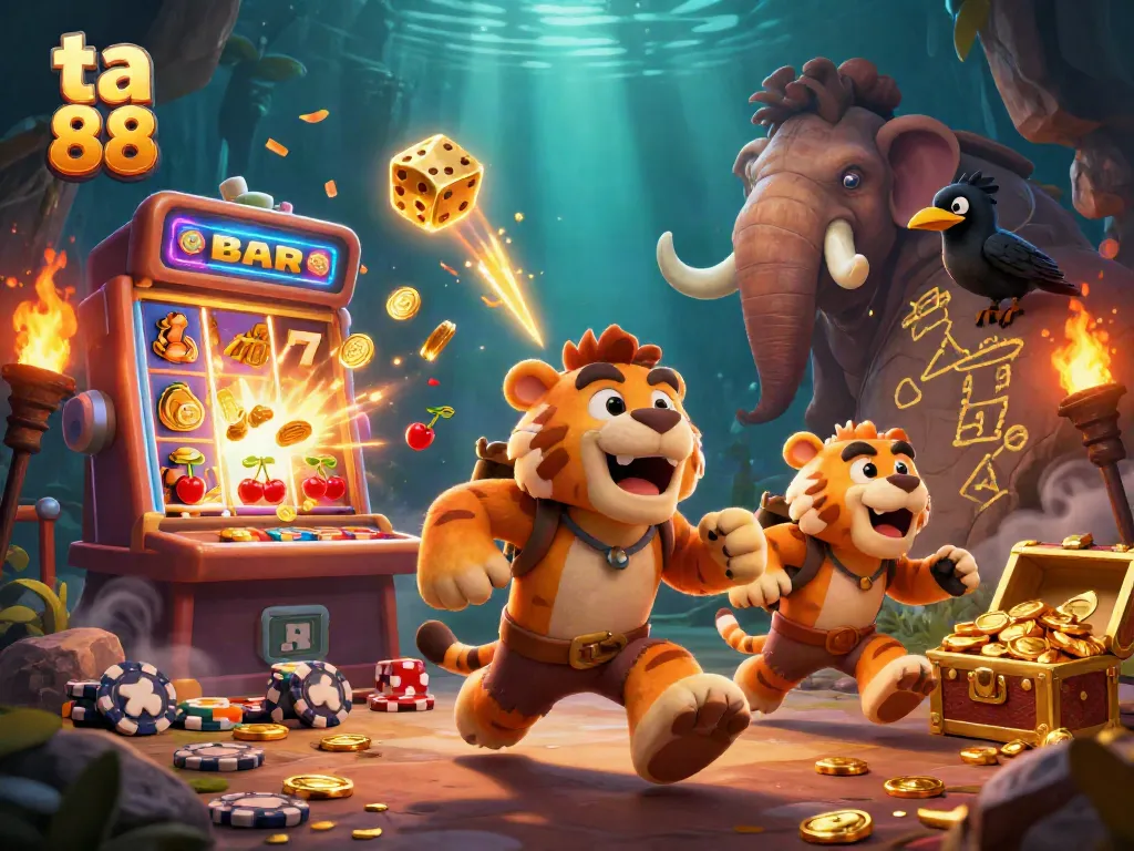 Engage with the exciting ta 88 casino adventure featuring cartoonish cavemen and dynamic slot machines.