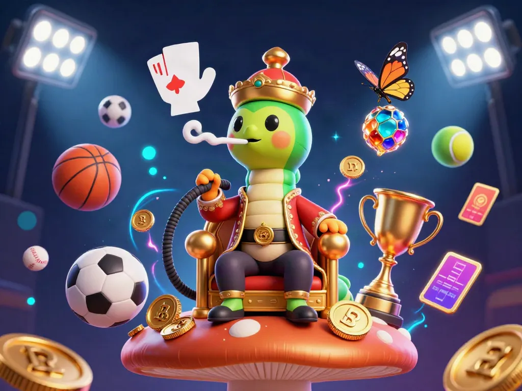 Experience exciting wins at rikvip with a vibrant 3D scene featuring gambling icons.