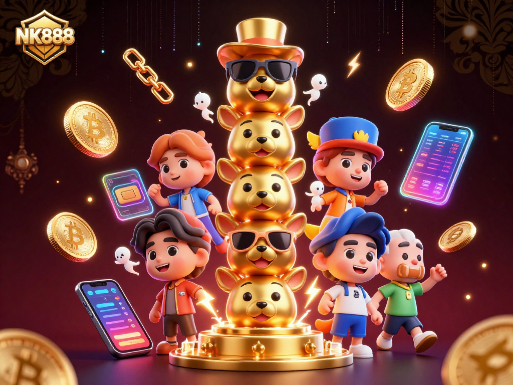 Experience the thrills of NK888 with vibrant 3D casino graphics and dynamic elements.