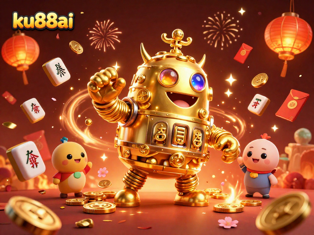 Experience thrilling moments with ku88ai's vibrant 3D casino elements and animated golem.