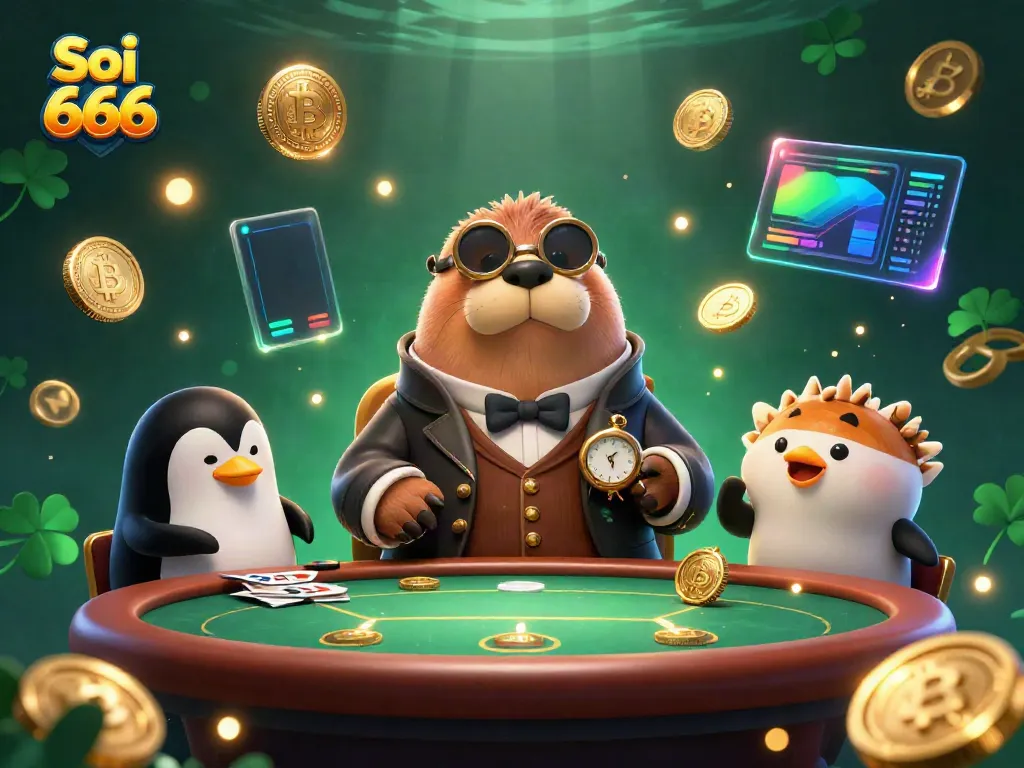 Bet on your luck with Soi cầu 666, featuring unique characters at an engaging underwater poker scene.
