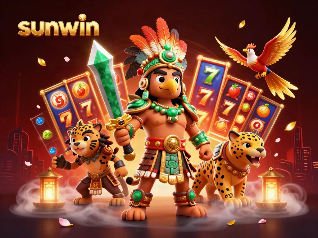 Spin and win at sunwin with slot reels and vibrant casino elements in this exciting illustration.