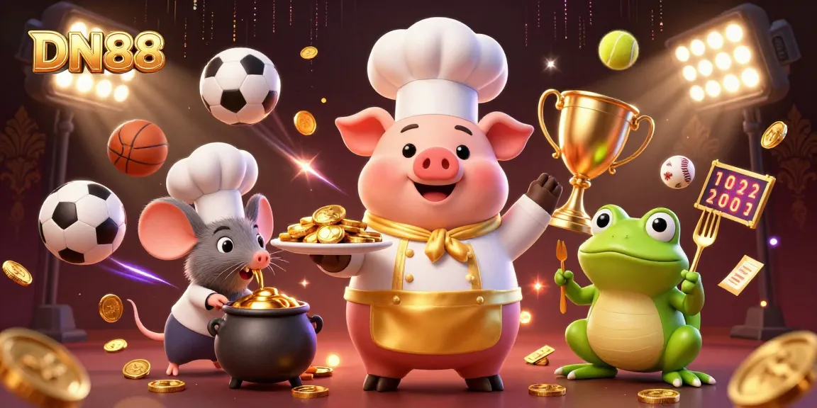 Engage with DN88's vibrant casino scene, featuring gourmet gold coins and dynamic sports elements.
